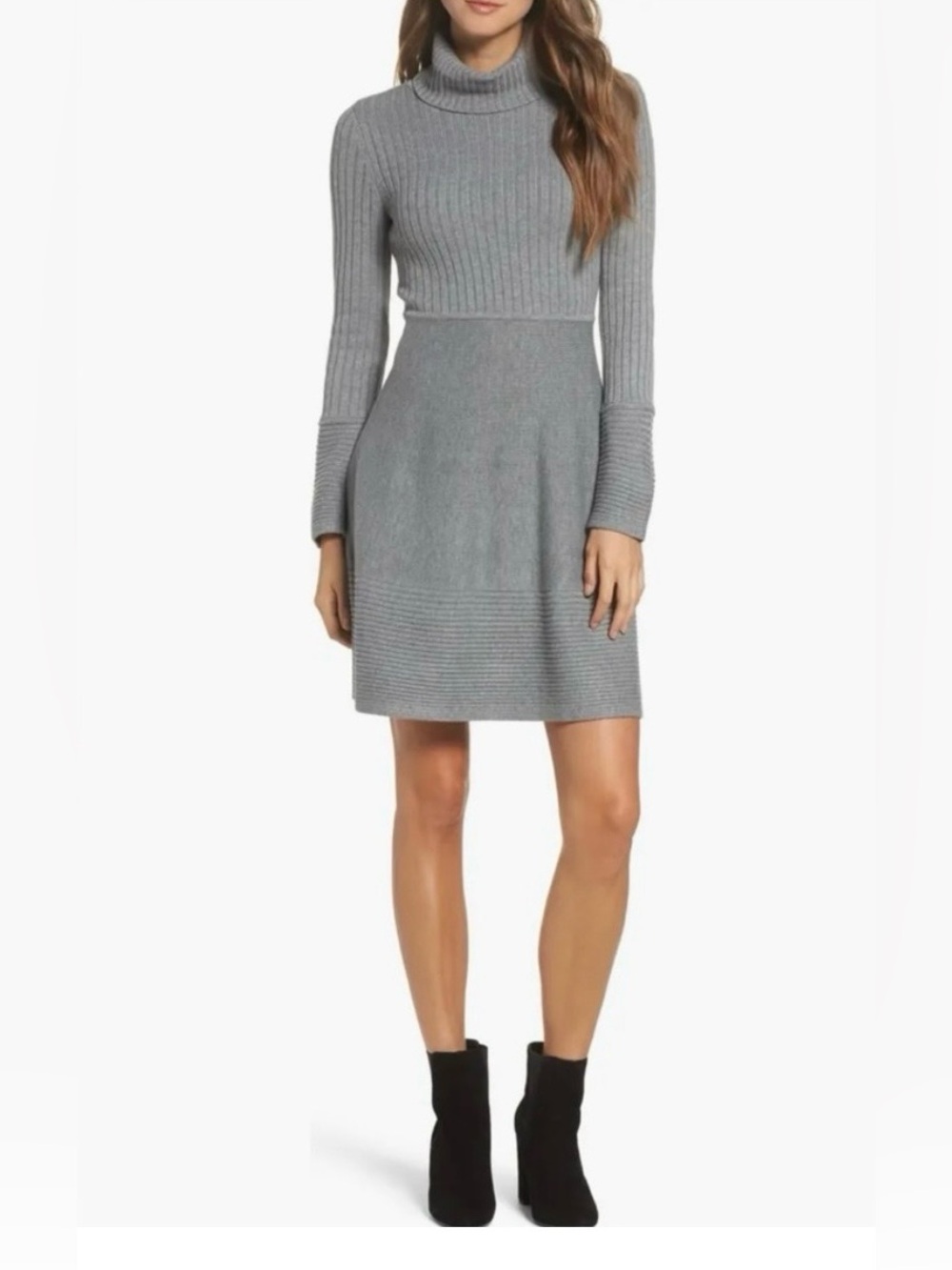 Eliza J Turtleneck Sweater Dress in Gray Size Small